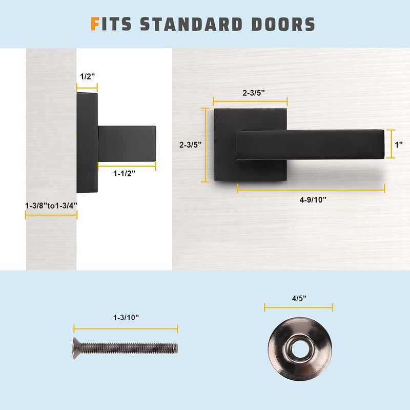 KNOBWELL 1 Pack Heavy Duty Dummy Lever for Interior Door, Heavy Duty Dummy Handle, Single Sided, Matte Black Finish, Leversets for Interior Doors, Right/Left Handing 0.93 lb (Only One Side Use) - Image 5